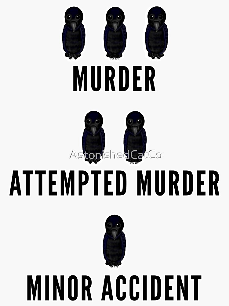 Thumbnail 3 of 3, Sticker, Murder, Attempted Murder and Minor Accident - Astonished Cat Company designed and sold by AstonishedCatCo.