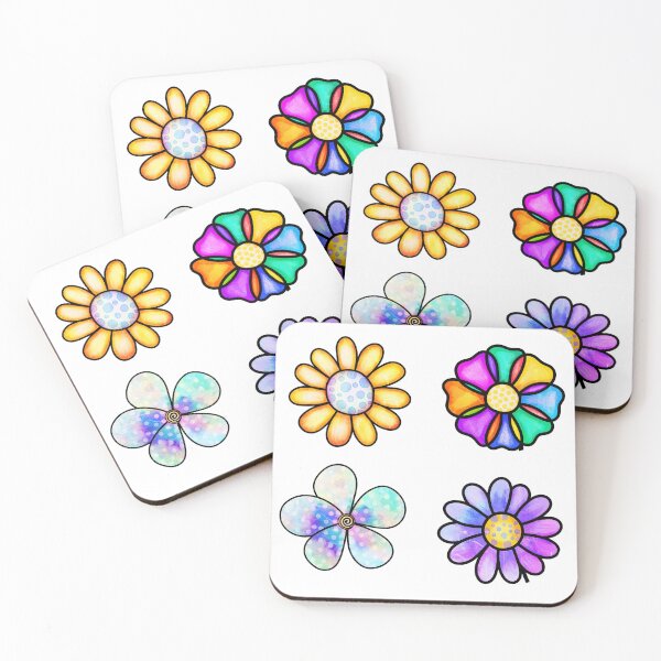 Item preview, Colorful Drawn Daisy Four Pack designed and sold by maeflowerr2.
