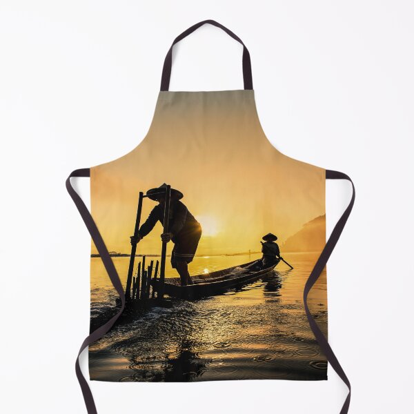 Item preview, Beautiful Sunset View Of Fishermen With Boat On Thailand Lake designed and sold by JTS STORE.