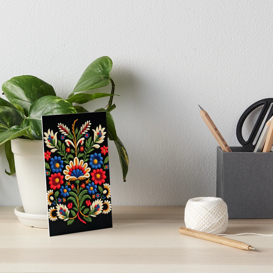 Colorful Portuguese Style Folk Embroidery Pattern Art Board Print for Sale  by Orianah