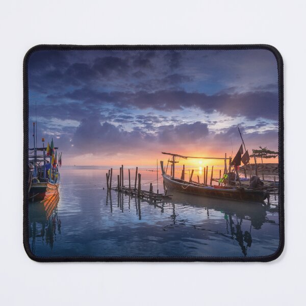 Item preview, Beautiful Beach Sunrise With Fishermen's Boats designed and sold by JTS STORE.