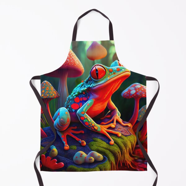 Item preview, Psychedelic Frog In Magic Mushroom Forest designed and sold by AnuGoldPrints.