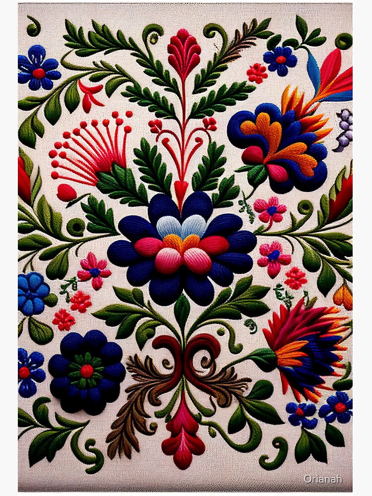 Traditional Portuguese Style Folk Embroidery Pattern | Art Board Print