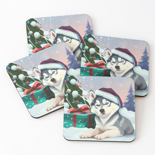 Item preview, Cartoon siberian husky christmas on snow designed and sold by ARTeez⭐️⭐️⭐️⭐️⭐️.