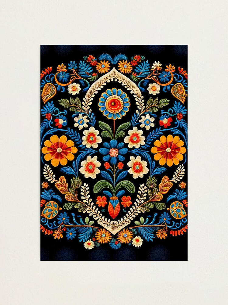 Polish folk embroidery with flowers pattern Vector Image