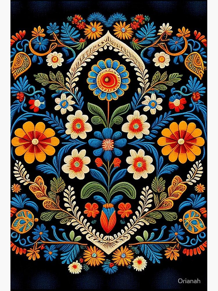 Traditional Portuguese Style Folk Embroidery Pattern Art Board Print for  Sale by Orianah