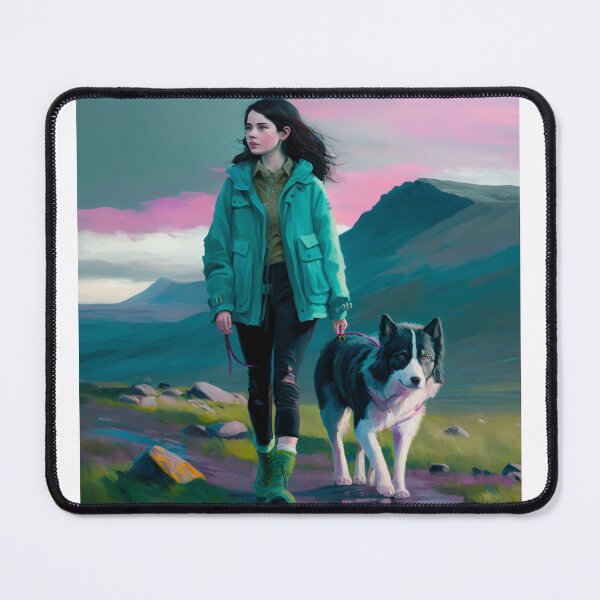 Item preview, Girl walking with Siberian husky designed and sold by ARTeez⭐️⭐️⭐️⭐️⭐️.