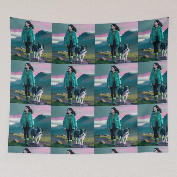 Item preview, Girl walking with Siberian husky  designed and sold by ARTeez⭐️⭐️⭐️⭐️⭐️.