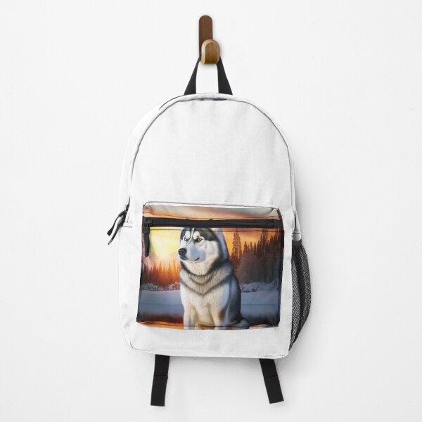 Item preview, Siberian husky with sunset sunrise background designed and sold by ARTeez⭐️⭐️⭐️⭐️⭐️.