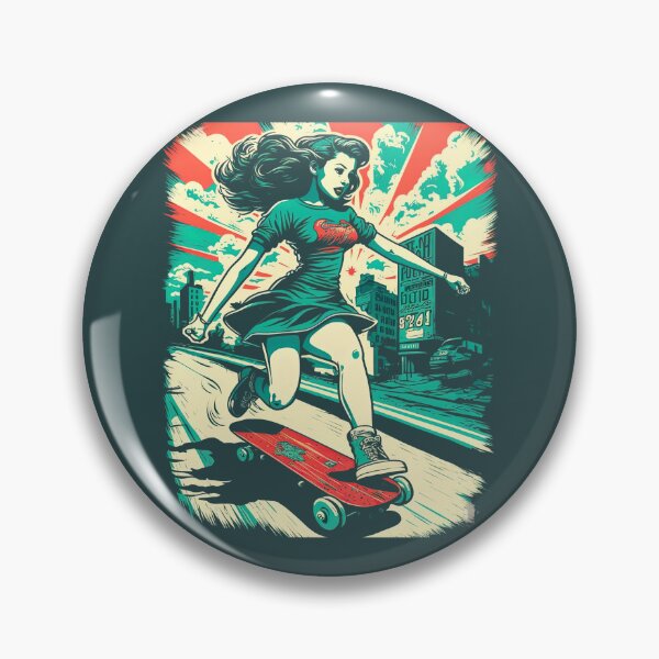 Item preview, Skateboarding Girl, Retro Skateboarding, Vintage Skateboarding designed and sold by Skateboard-Art.