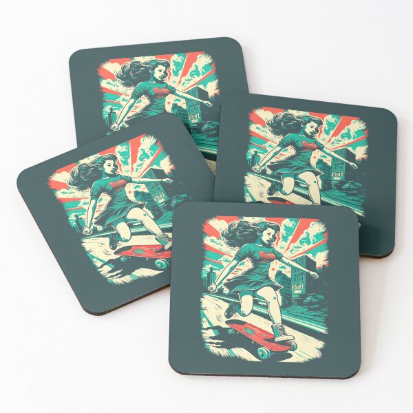 Artikelvorschau, Skateboarding Girl, Retro Skateboarding, Vintage Skateboarding entworfen und verkauft von Skateboard-Art.