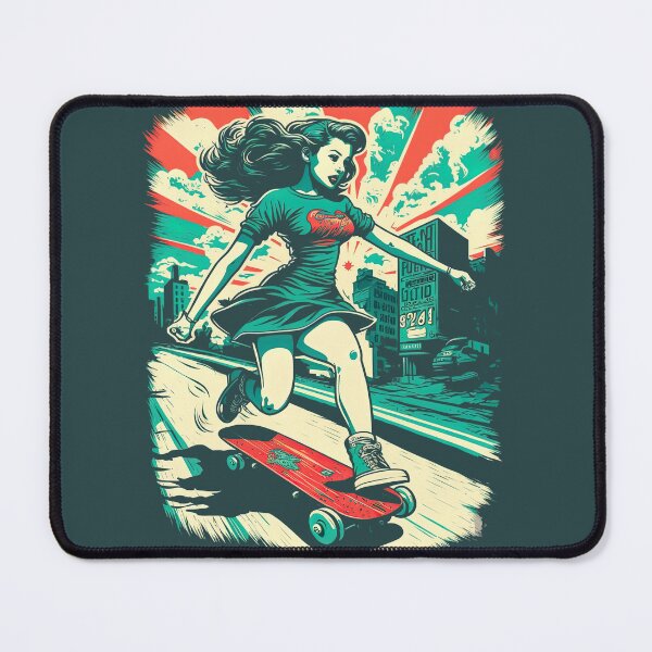 Item preview, Skateboarding Girl, Retro Skateboarding, Vintage Skateboarding designed and sold by Skateboard-Art.