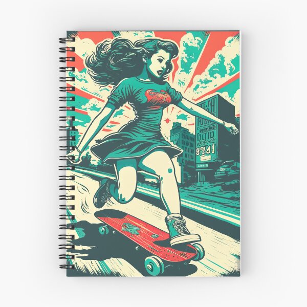 Item preview, Skateboarding Girl, Retro Skateboarding, Vintage Skateboarding designed and sold by Skateboard-Art.