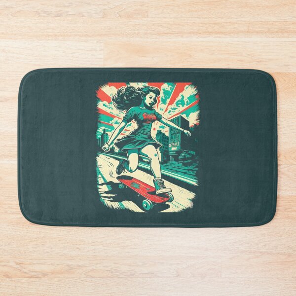 Item preview, Skateboarding Girl, Retro Skateboarding, Vintage Skateboarding designed and sold by Skateboard-Art.