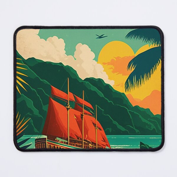 Item preview, Caribbean Coastline Vintage Travel Art Poster designed and sold by OldTravelArt.