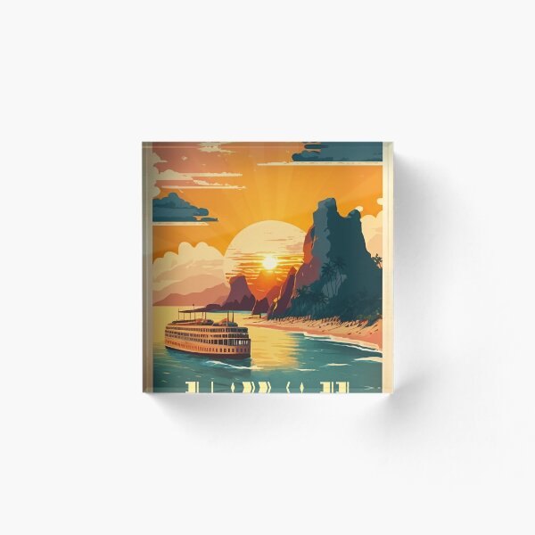 Item preview, Hawaii Beach Vintage Travel Art Poster designed and sold by OldTravelArt.