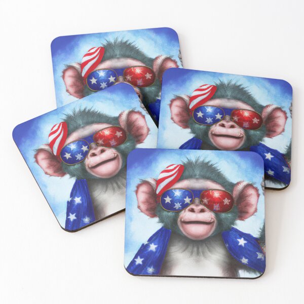 Item preview, Cheeky monkey with USA flag and glasses - 2/4 designed and sold by T-Shirt-Group.