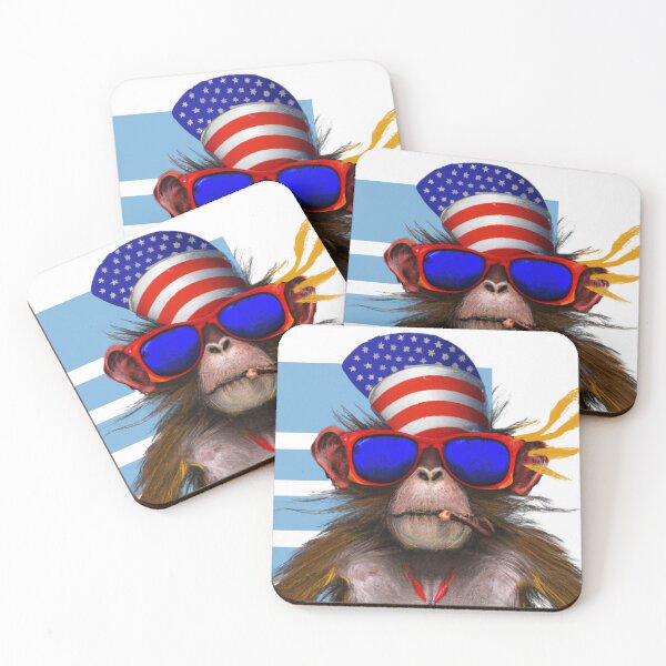 Item preview, Party monkey with USA flag and glasses designed and sold by T-Shirt-Group.