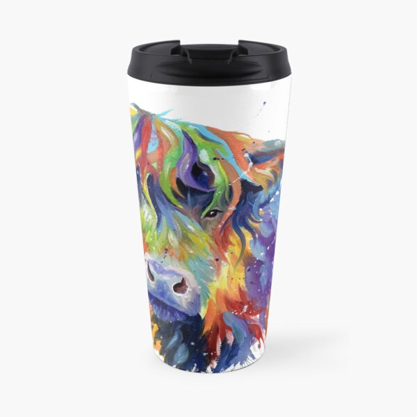 Multicolour Highland Cow Travel Mug
