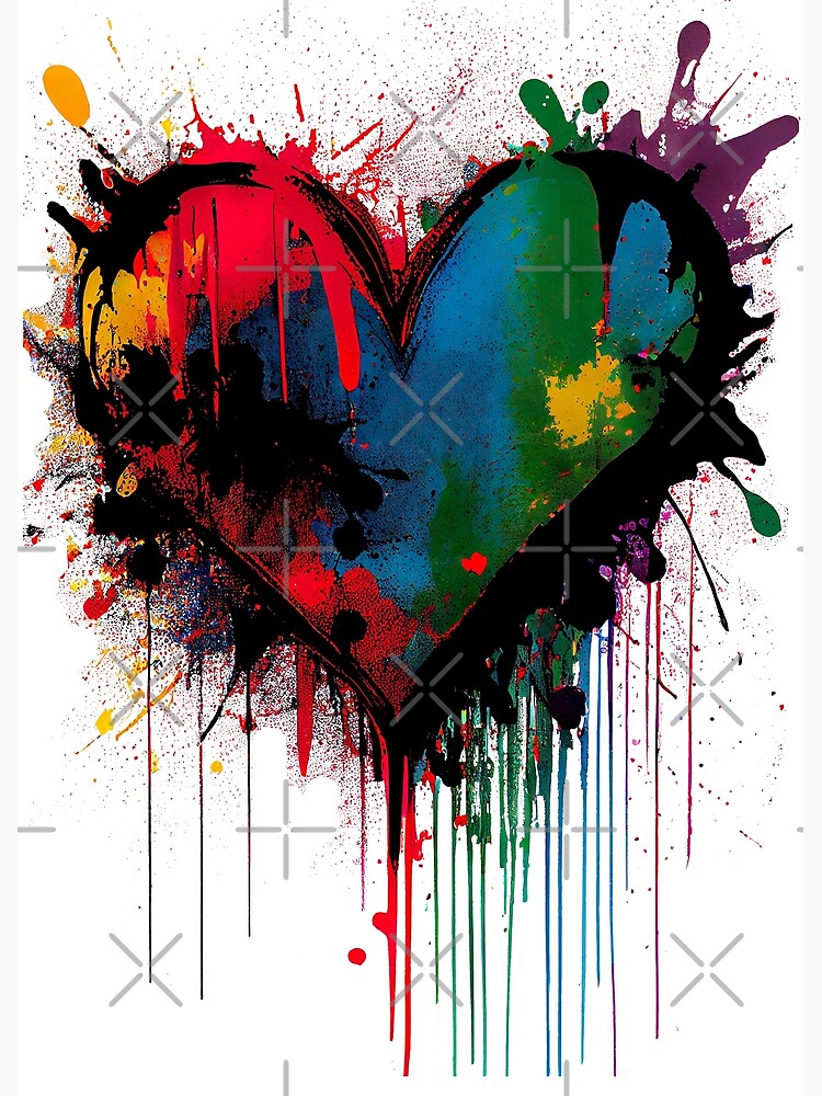 Heart Splash Dripping Ink Modern Graffiti Street Art - love romantic  graphic illustration Greeting Card for Sale by belugastore