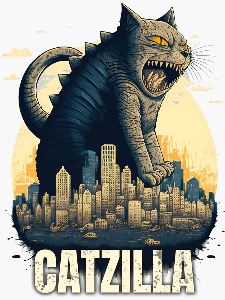 Thumbnail 3 of 3, Sticker, Catzilla designed and sold by MeditationMind.