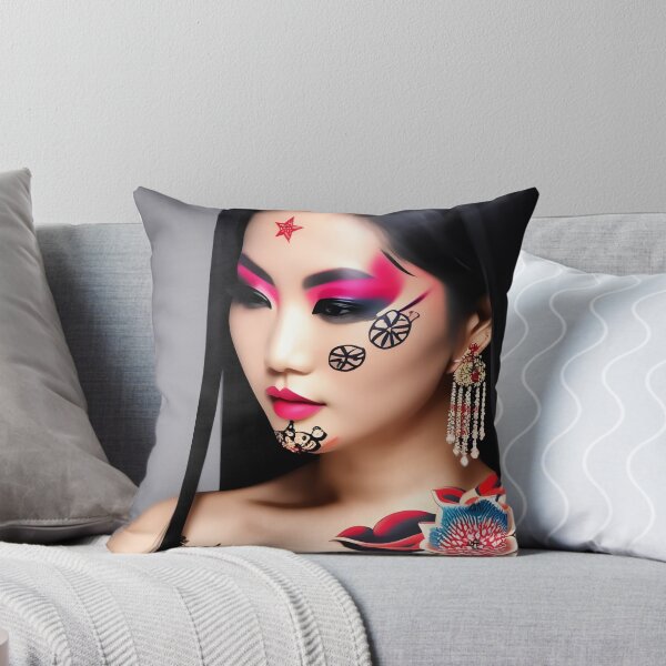 Item preview, Chica asiática tatuada con flores abstractas designed and sold by Stratomi.