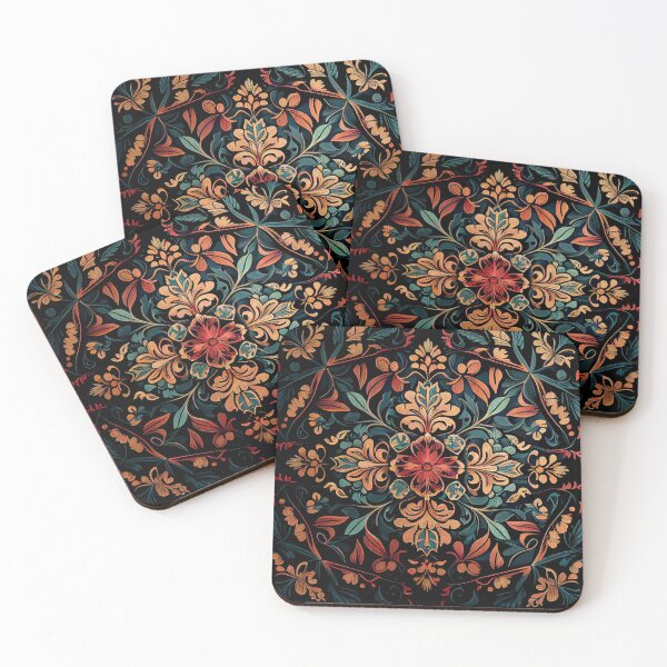 Item preview, Mosiac Flat Aggressive Dark Bold Floral Pattern Digital Painting designed and sold by CodeAndColors.