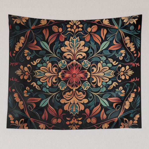 Item preview, Mosiac Flat Aggressive Dark Bold Floral Pattern Digital Painting designed and sold by CodeAndColors.