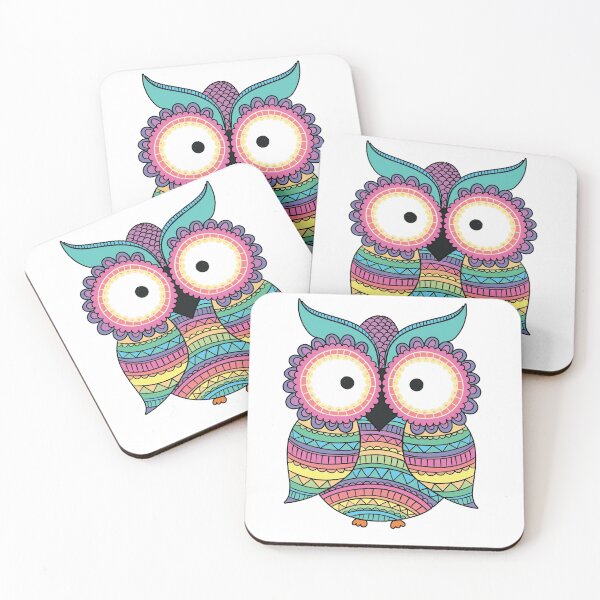 Item preview, Geometric Pastel Rainbow Owl designed and sold by Pink Pineapple Works.