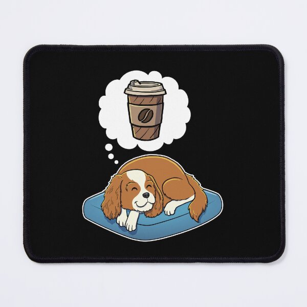 Item preview, Cavalier King Charles Spaniel dreaming about Take Away Coffee designed and sold by DoggieDelights.