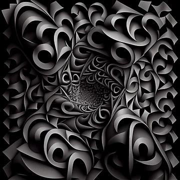 Imagen de la obra Coarse Black Complex Dynamic Latin Pattern Digital Painting de CodeAndColors