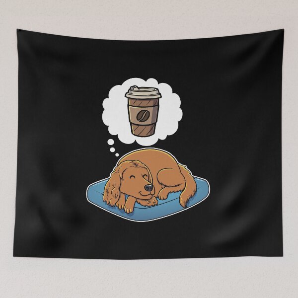 Item preview, English Cocker Spaniel dreaming about Take Away Coffee designed and sold by DoggieDelights.