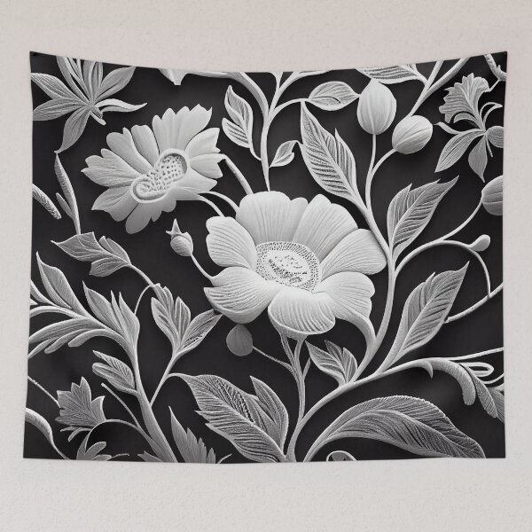 Item preview, Rough Fine Dramatic White Floral Pattern Digital Painting designed and sold by CodeAndColors.