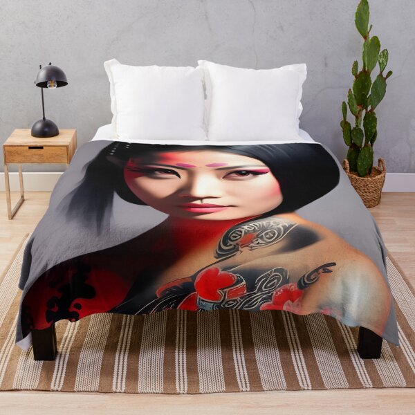 Item preview, Tattooed Asian girl with flowers abstract designed and sold by Stratomi.