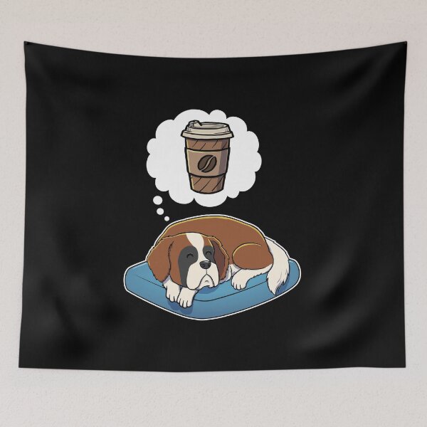 Item preview, St Bernard dreaming about Take Away Coffee designed and sold by DoggieDelights.