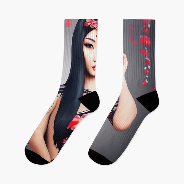 Item preview, Tattooed Asian girl with flowers abstract designed and sold by Stratomi.