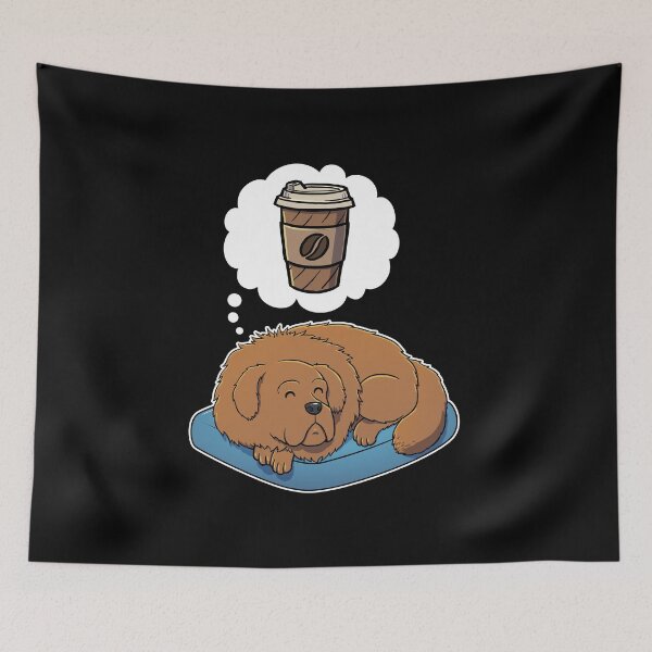 Item preview, Tibetan Mastiff dreaming about Take Away Coffee designed and sold by DoggieDelights.
