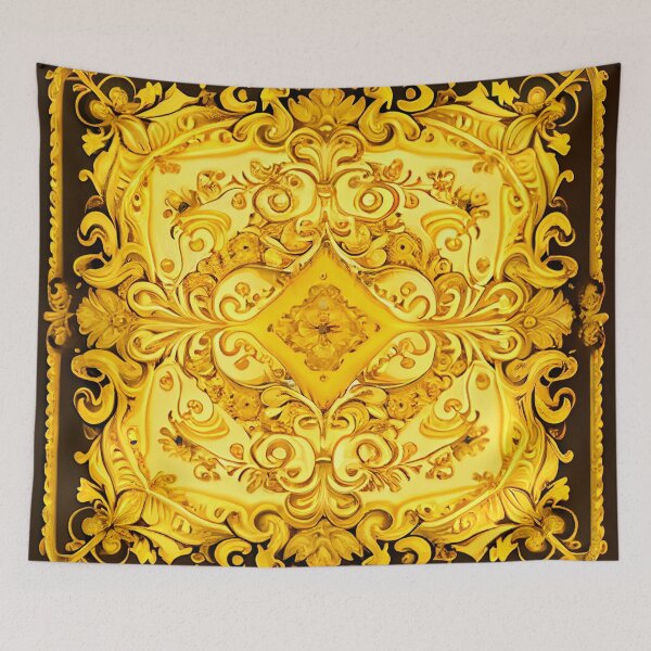 Item preview, Impressionist Square Baroque Bejeweled Yellow Euro Digital Painting designed and sold by CodeAndColors.