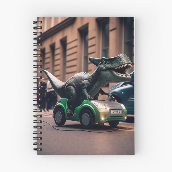 Item preview, Dinosaur riding through the streets in his electric car. designed and sold by Cute-and-Co.