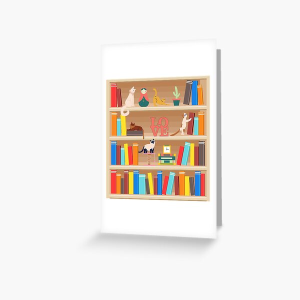 Aperçu de l'œuvre Chats de bibliothèque - chats fantaisistes sur les étagères de livres, animal drôle, lecture colorée créée et vendue par zemama.