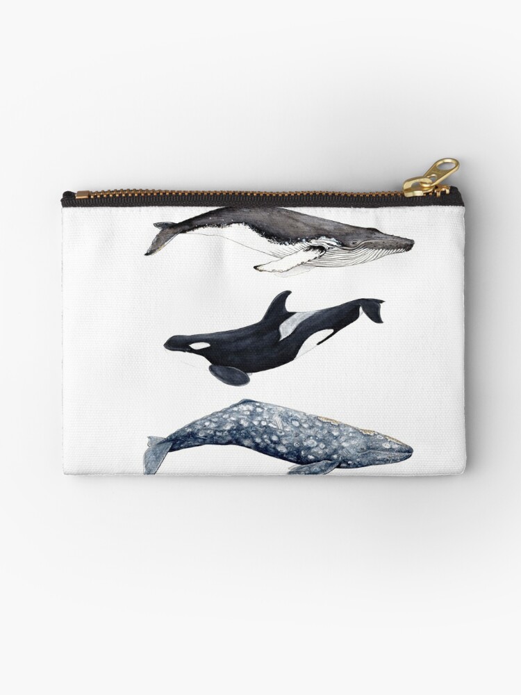 Orca, humpback and grey whale Zipper Pouch for Sale by Chloé Yzoard