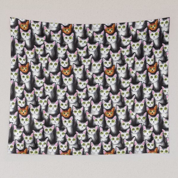 Item preview, White cat clowder with ginger cat designed and sold by KoroCincoCats.