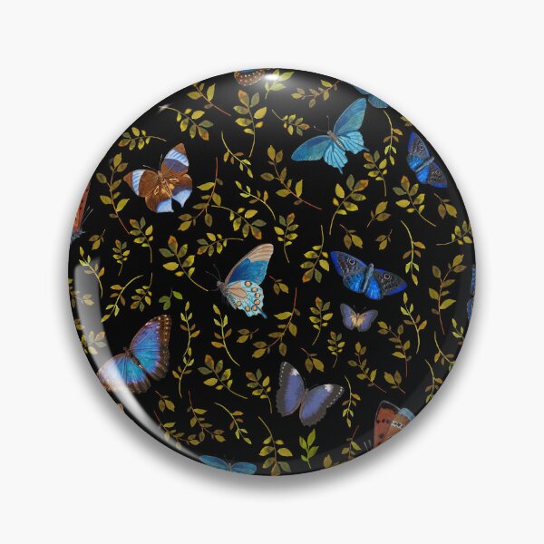 Item preview, Vintage Blue Midnight Butterfly Pattern Botanical Night Garden Nightgarden designed and sold by UtArt.