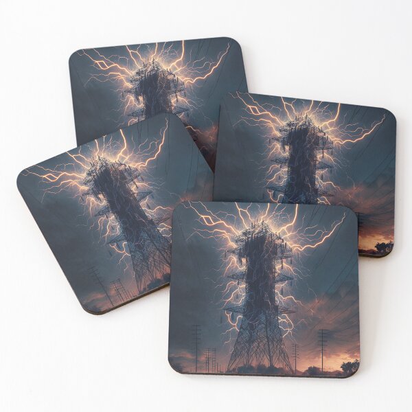 Item preview, Powerful Stormy Electric Tower At Night  designed and sold by ByDigitalDream.