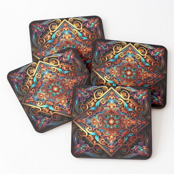 Item preview, Square Bejeweled Abstract Beautiful Traditional Pattern Digital Painting designed and sold by CodeAndColors.