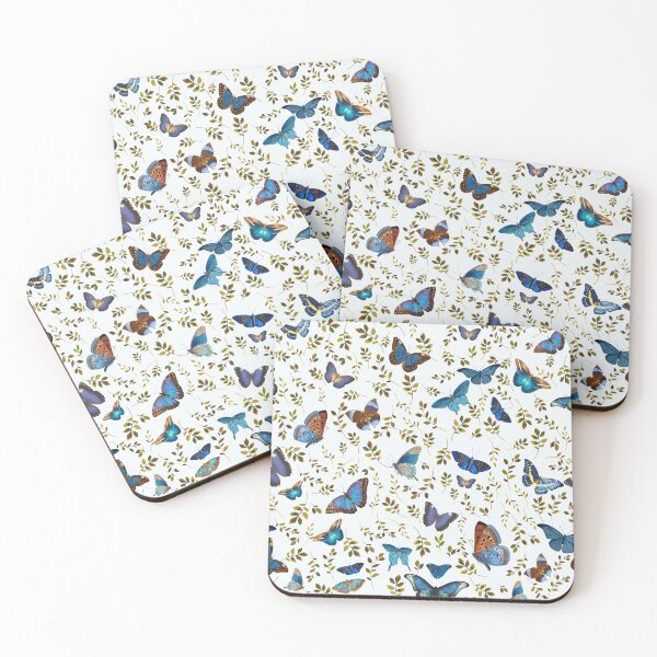 Item preview, Vintage Blue Butterfly Botanical Garden Pattern On White Nightgarden designed and sold by UtArt.