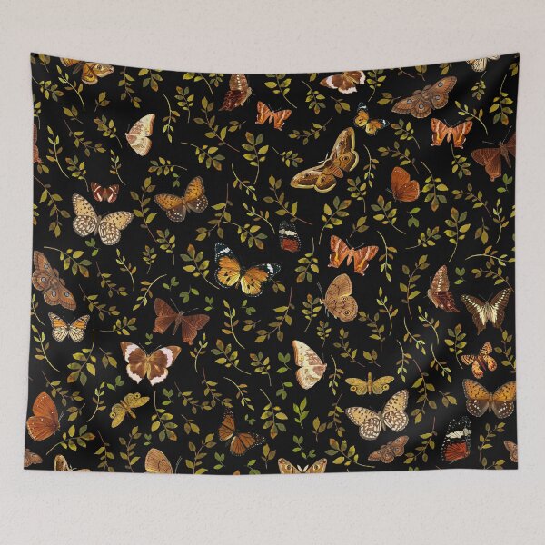 Item preview, Vintage Brown Midnight Butterfly Pattern Botanical Night Garden Nightgarden designed and sold by UtArt.