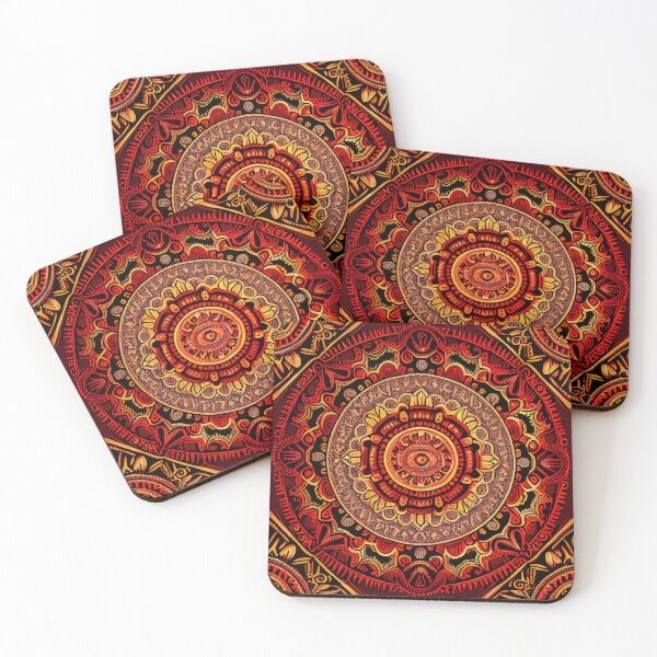 Item preview, Red Artistic Bohemian Pattern Digital Painting designed and sold by CodeAndColors.