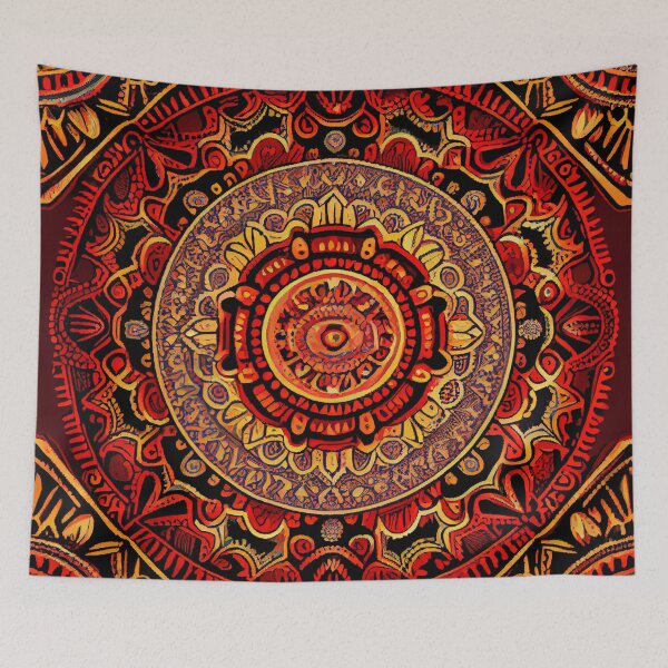 Item preview, Red Artistic Bohemian Pattern Digital Painting designed and sold by CodeAndColors.