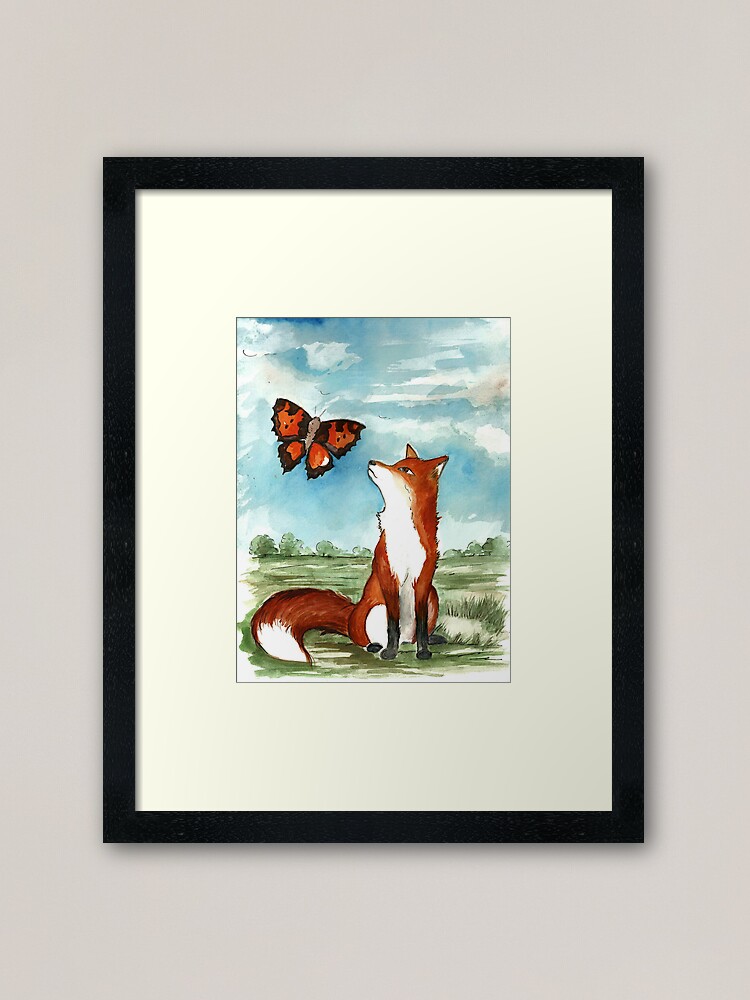 Thumbnail 1 of 7, Framed Art Print, Fox and Butterfly designed and sold by Creative1927.